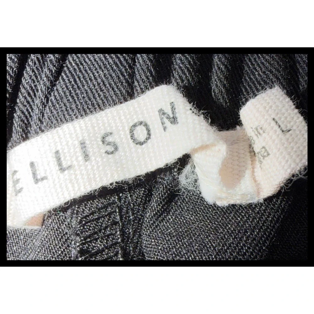 Ellison Sailor Pants Women Large Black Gold Button High Rise Wide Leg Trousers